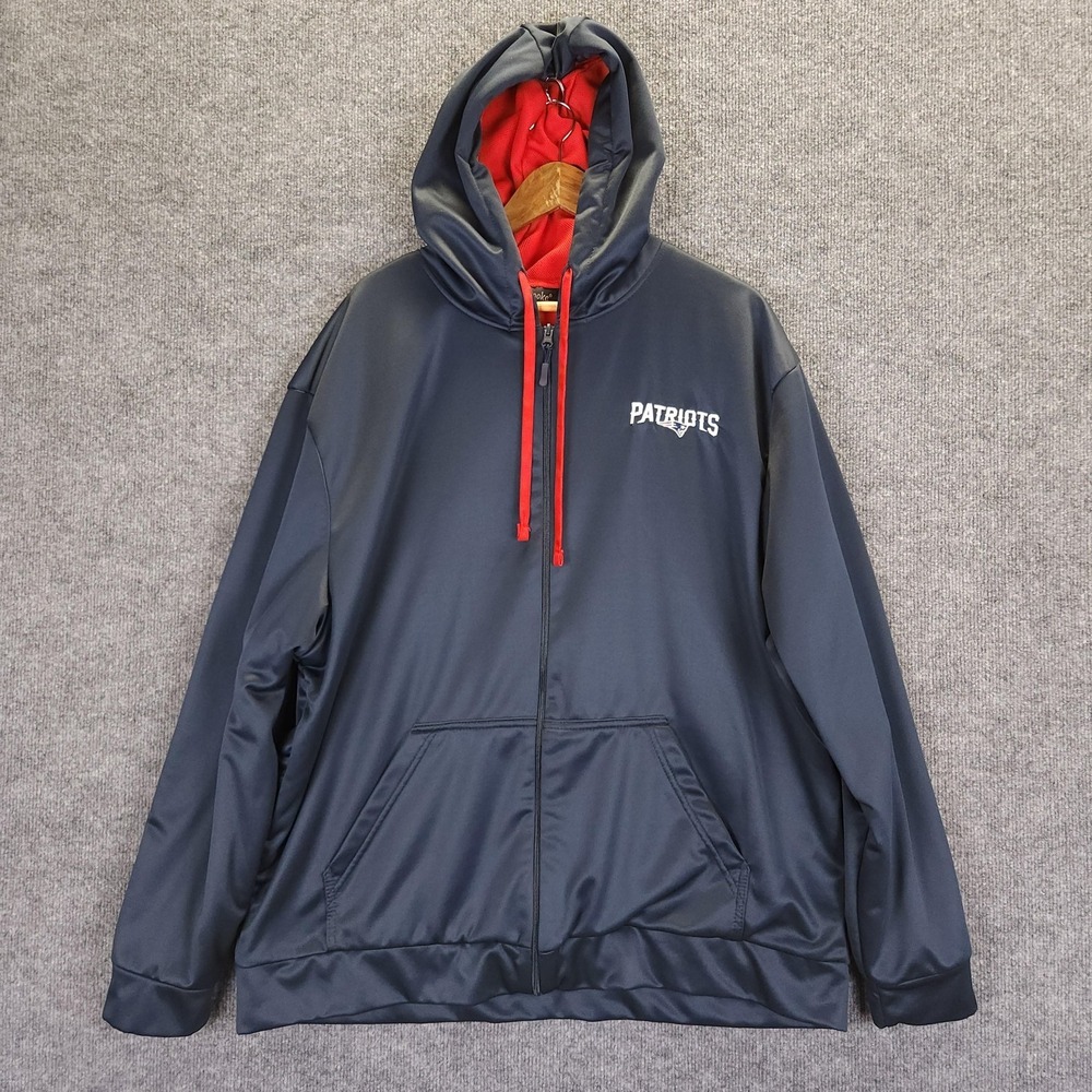 New England Patriots Hoodie Mens 2XL Navy Red NFL Football Full Zip Jacket Heavy